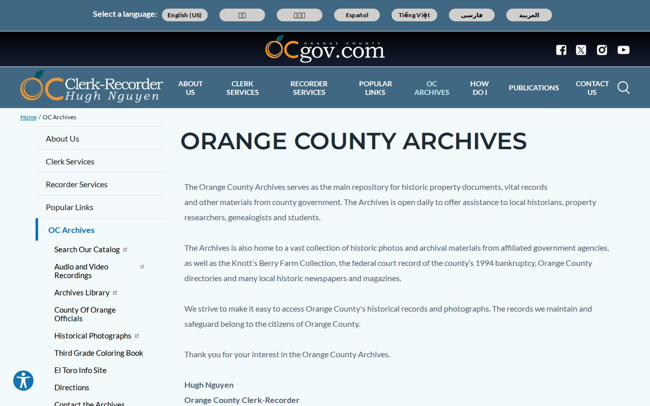 Stanton historical directory research at Orange County Archives