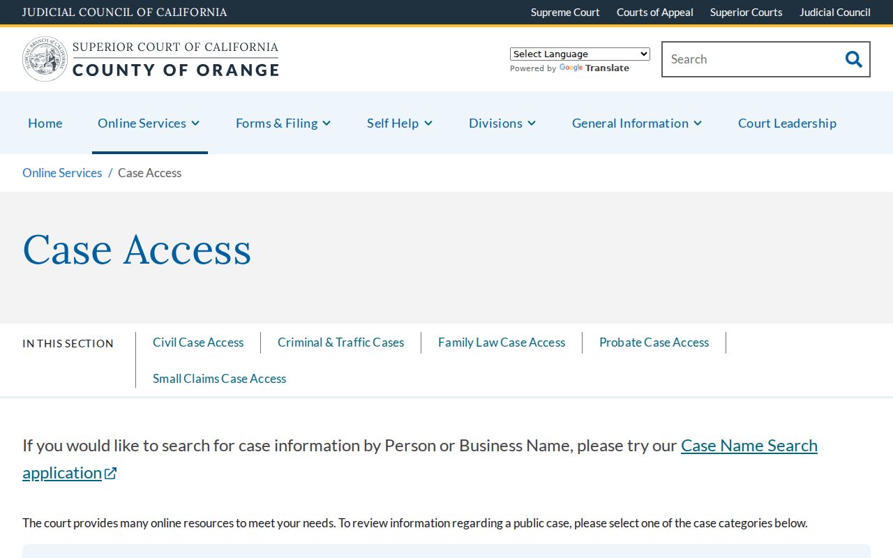 Stanton residents directory Orange County court case access