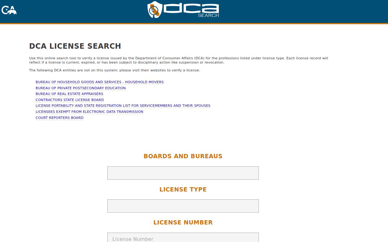 Stanton resident lookup California professional license search