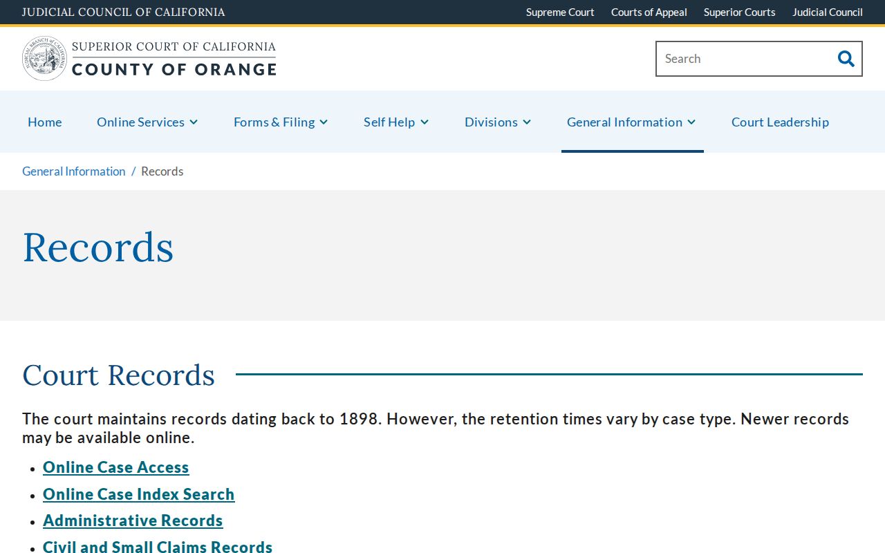 Stanton resident lookup Orange County court records access page